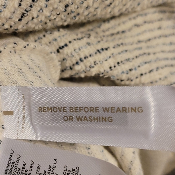 Loft Tweed Boucle Cream & Blue Color Dress - Picture 7 of 8